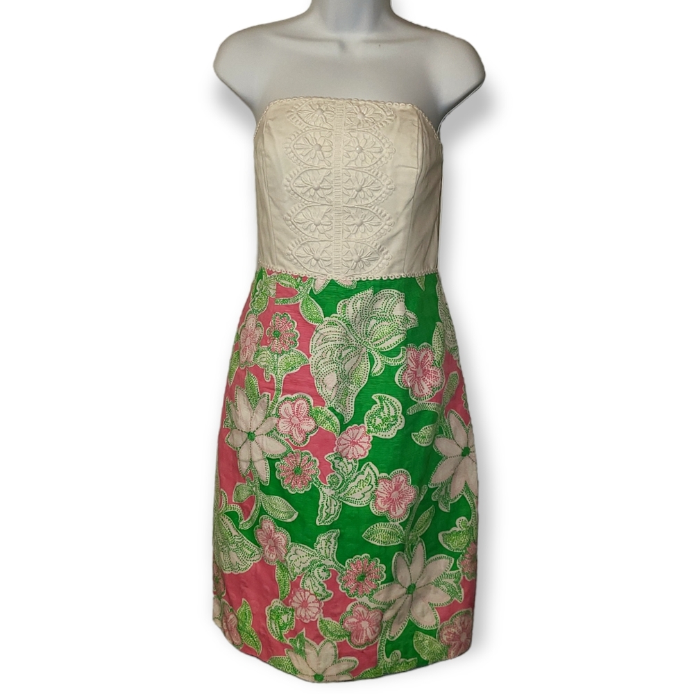 Lilly Pultizer strapless Allegra Floral mini dress